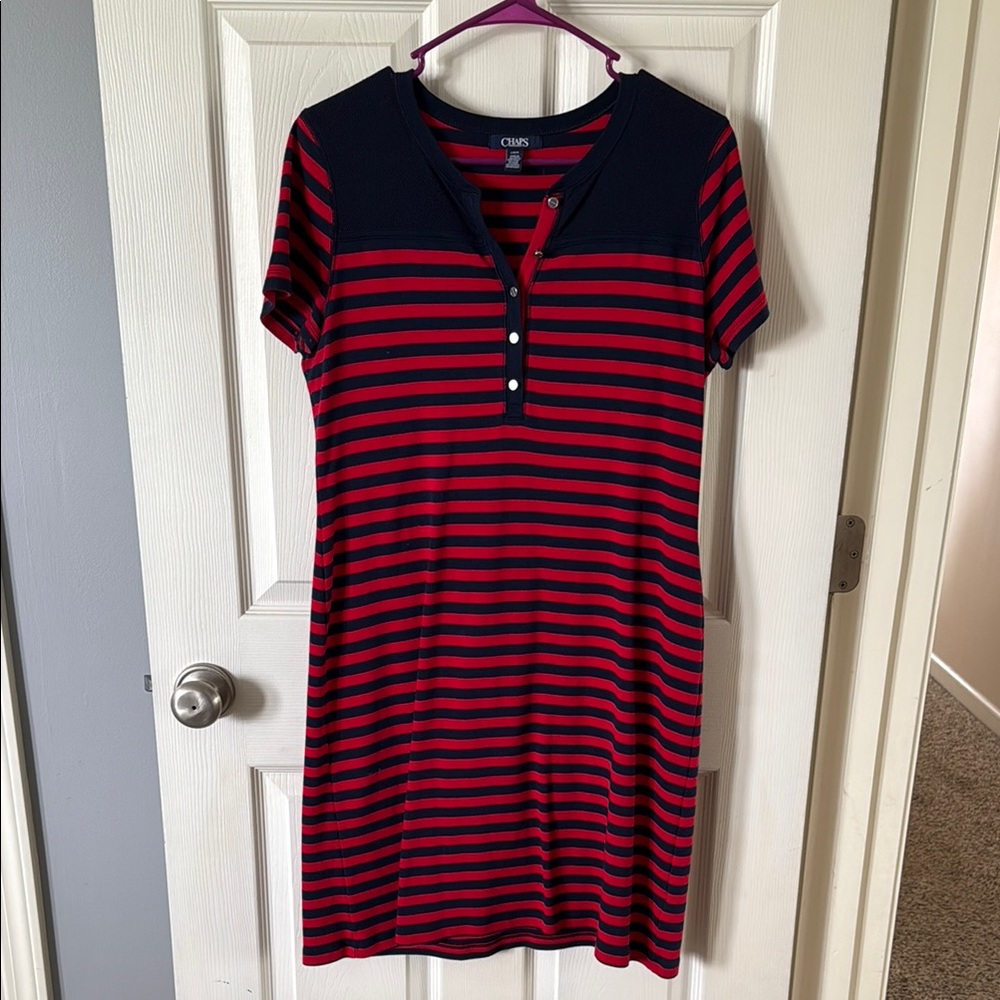 Chaps Red and Blue Mini Polo Dress